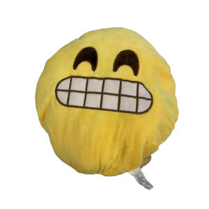 Big Yellow 12” Cheesy Smile Teeth Embarassed Emoji Pillow Pillow Expressions